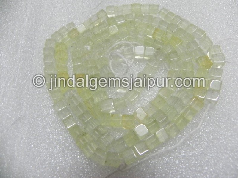 Multi Prehnite Plain Cube Shape Beads